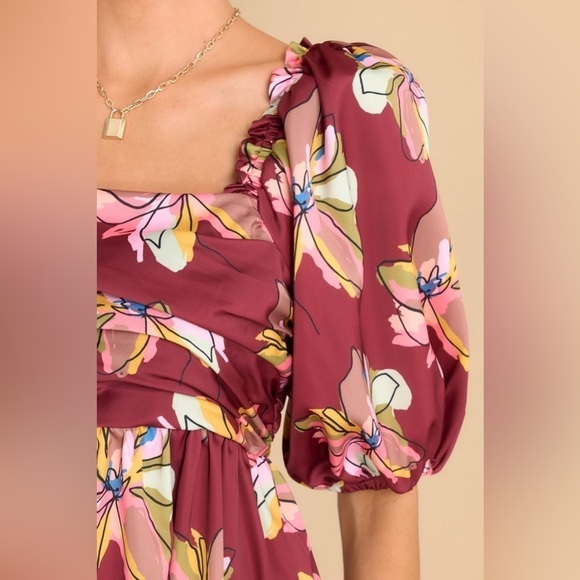 NWT CROSBY Mollie Burch Hunter Puff Sleeve Babydoll Mini Dress Gallery Floral, S - Picture 4 of 15